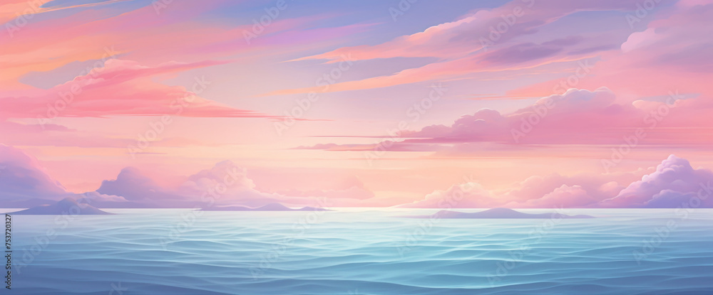 Magical gradient sunrise painting the horizon with soft colors, creating the cutest and most beautiful morning atmosphere.