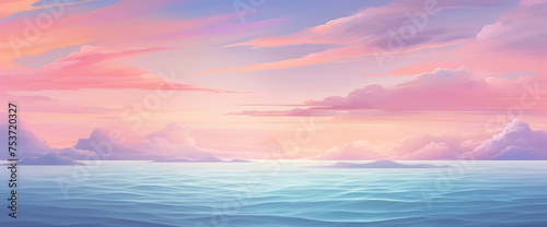 Magical gradient sunrise painting the horizon with soft colors, creating the cutest and most beautiful morning atmosphere. © ASMAT