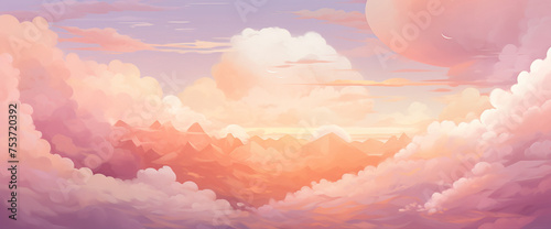 Magical gradient sunrise painting the horizon with soft colors, creating the cutest and most beautiful morning atmosphere.