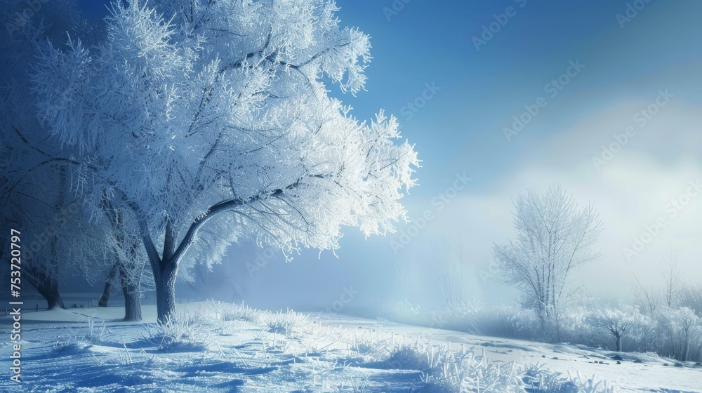 Sky blue and silver serene winter wonderland Sky blue and silver serene winter wonderland