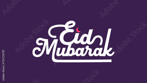 Simple Clean Eid Mubarak Calligraphy Title With Crescent Moon Element Concept