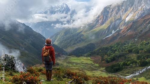 Woman Exploring the Himalayan Landscape