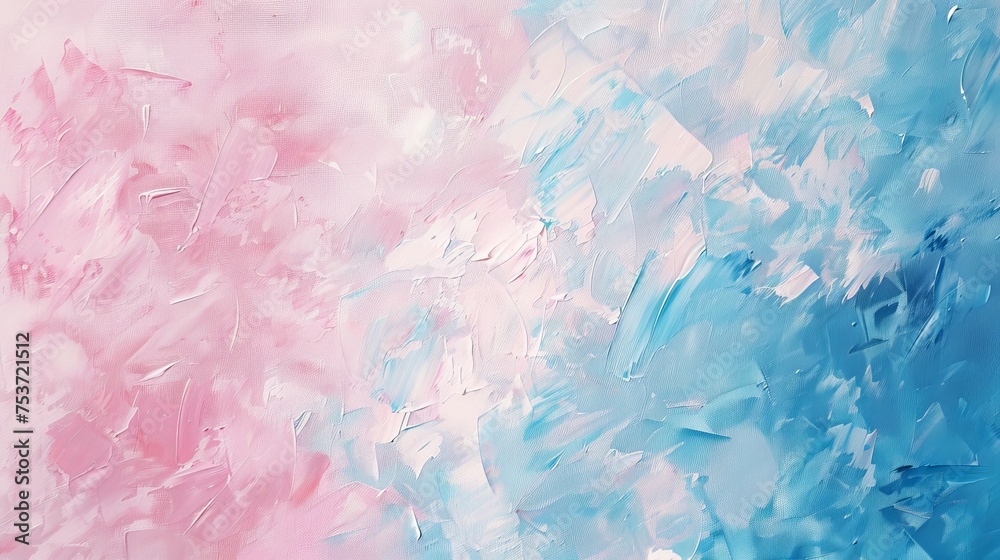 Pastel pink and blue textured abstract painting.