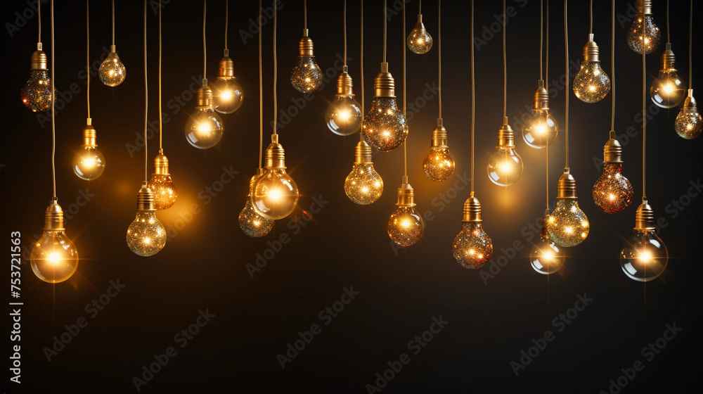 Obraz premium Hanging light bulbs Christmas decoration background