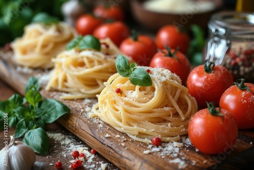 Italian pasta delicacies presented in an elegant manner, inviting viewers to savor the essence of Italian gastronomy