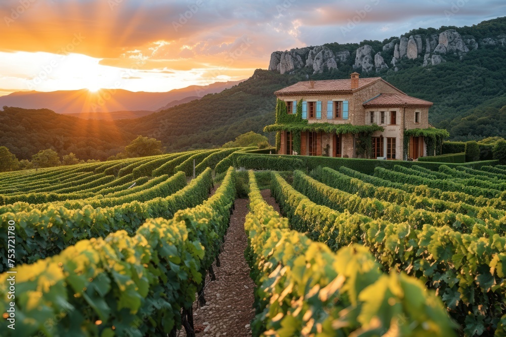 Picturesque vineyard landscape in the heart of France, showcasing the rich winemaking heritage of the region