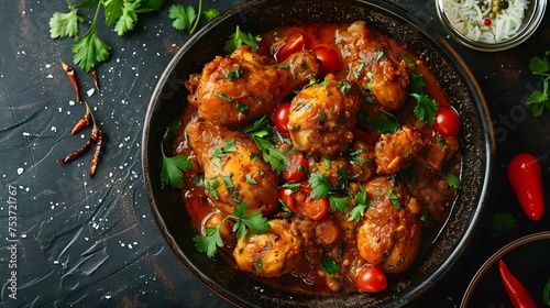 chicken karahi dish with tomatoes and spices