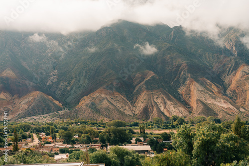 Panoramic sided view of the little town of Maimara, Jujuy Argentina