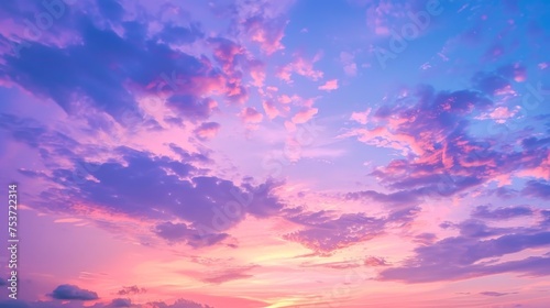 Royal blue and sunset pink majestic evening sky © furyon