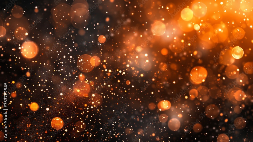 Sparkling black and orange bokeh background