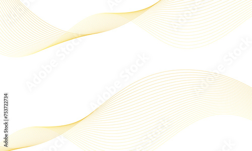 Luxury yellow golden wavy curve lines background. Digital futuristic technology concept. Gradient banner background. Science, banner, business, poster, template, music background.