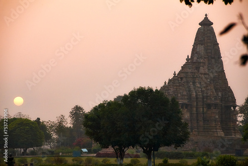 Reise durch Indien. Khajuraho in Bundesstaat Madhya Pradesh. Tempelanlagen