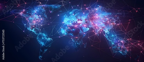 Digital map of Globe  concept of North America global network and connectivity  data transfer and cyber technology.
