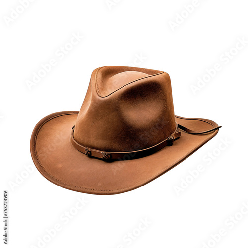 brown cowboy hat isolated on transparent background, clipping path, png file, 