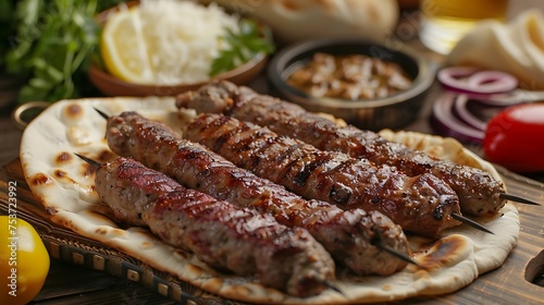 cevapi meal with grilled minced meat served with flatbread