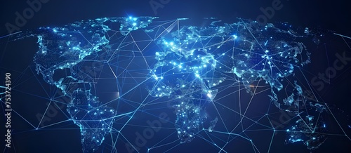 Modern digital connectivity. Blue horizon of connections. Global net illustration background.