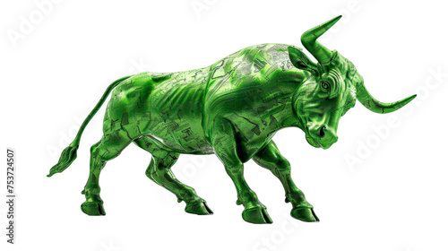 Green Bull Sculpture - Cut out  Transparent Background