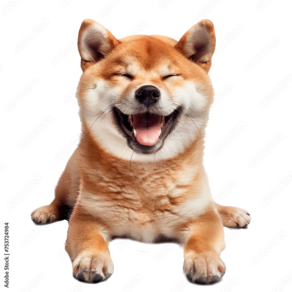 Smiling Shiba Inu Dog - Cut out, Transparent Background