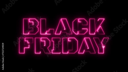A charming Black Friday animation featuring a stunning neon pink text effect. Ideal for advertising, banners and promotional materials