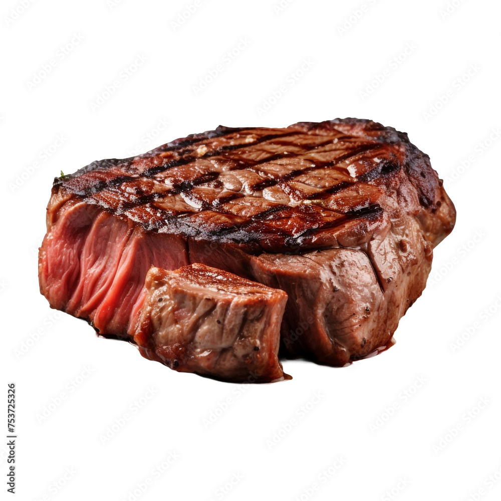Tasty grilled beef fillet steak isolated on transparent background