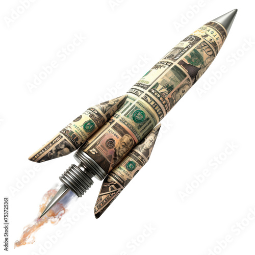 Rocket Made of Money - Cut out, Transparent Background