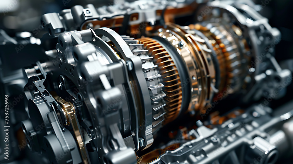 A detailed view of a gear in a car engine, an essential auto part