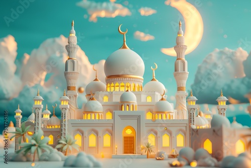 Ramadan - muslim mosque ramadan concept, islamic holiday banner