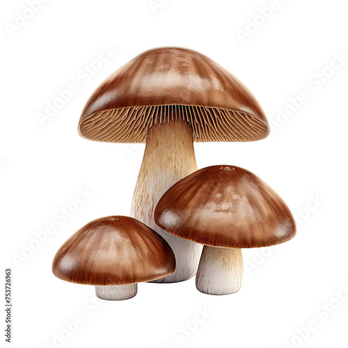  Mushroom, isolated on transparent background. generative ai. 