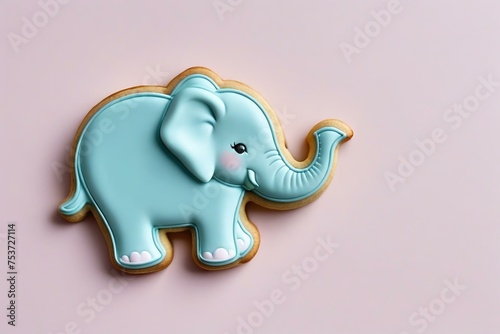 Elephant Cookie Accent on Pastel Pink Background"