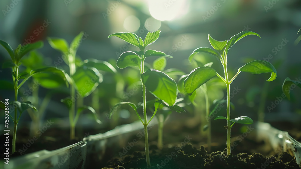 Micro green food. Microgreen sprouts. Organic healthy green food. Gardening at home. Healthy food, vegan food