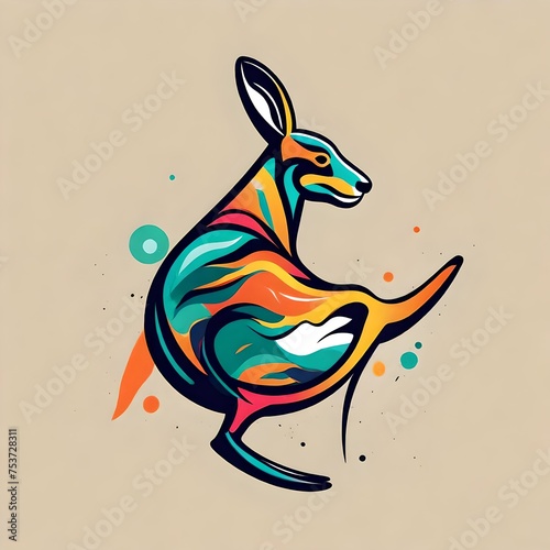 A vibrant and modern vector logo of a leaping kangaroo  capturing the essence of power and untamed freedom with minimalist simplicity.
