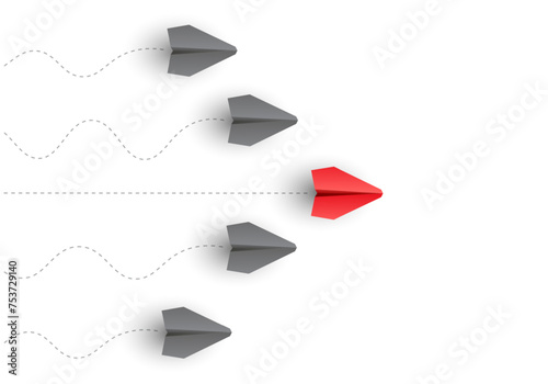 Individual leader paper plane lead other. Business and leadership concept. Vector