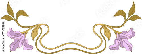 Art Nouveau floral border. Decorative element. Vector.