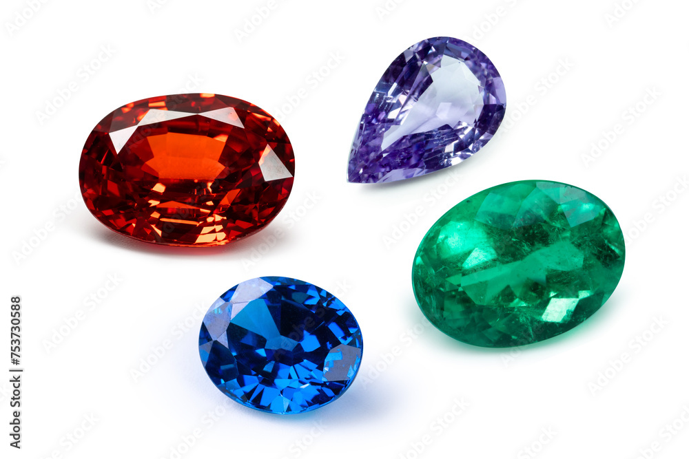 Bright gems on a white background Bright gems on a white background