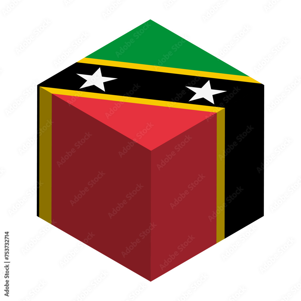 Saint Kitts and Nevis flag - isometric 3D cube isolated on white background. Vector object. Saint Kitts and Nevis flag - isometric 3D cube isolated on white background. Vector object.