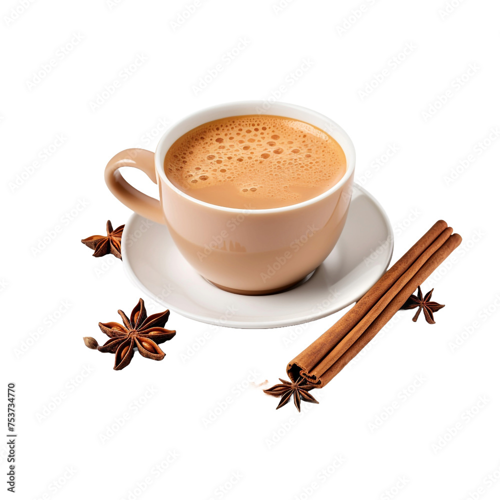 Tasty indian masala chai with spices isolated on transparent background Tasty indian masala chai with spices isolated on transparent background
