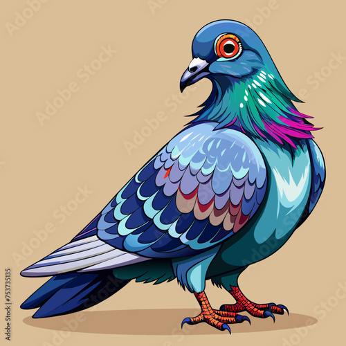 pigeon, dove, carrier pigeon, bird, poultry, avian, birdy, nestling, chick, auk, pet, vector, illustration, draw, cartoon, pretty, cute