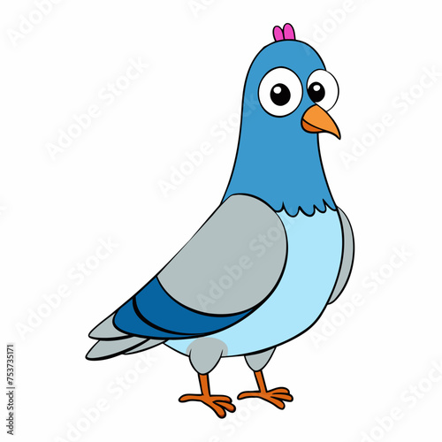 pigeon, dove, carrier pigeon, bird, poultry, avian, birdy, nestling, chick, auk, pet, vector, illustration, draw, cartoon, pretty, cute