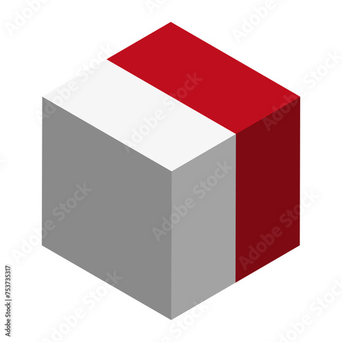 Monaco flag - isometric 3D cube isolated on white background. Vector object. photo