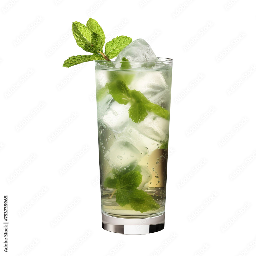 Tasty mint julep cocktail glass isolated on transparent background Tasty mint julep cocktail glass isolated on transparent background