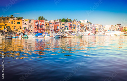 Fototapeta Naklejka Na Ścianę i Meble -  Marina Grande with colorful old houses of Procida island, Italy
