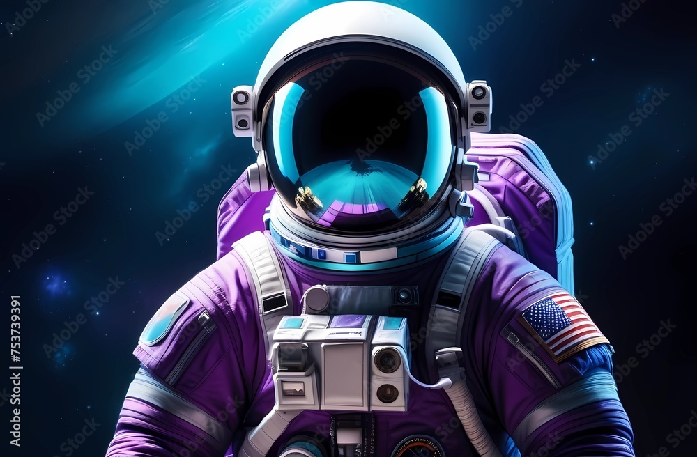 International Day of Human Space Flight. Astronaut on the background of the planet 