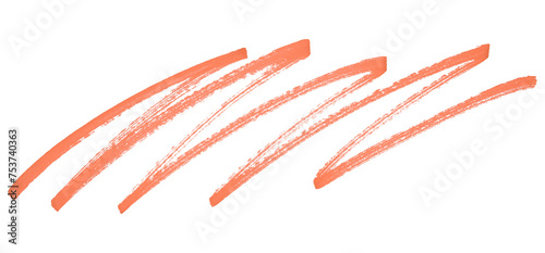 Orange stroke brush isolated on transparent background.
