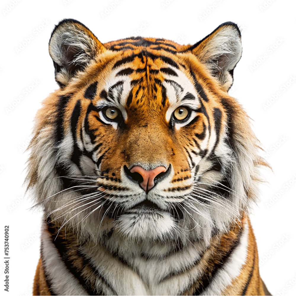Tiger, Panthera tigris, isolated on transparent background
