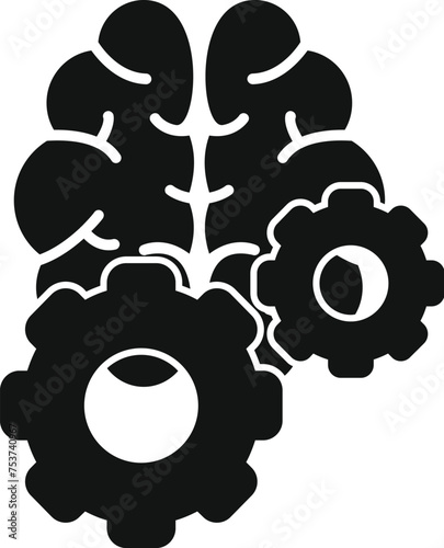 Brain idea gear icon simple vector. Judgment reason innovation. Guess job