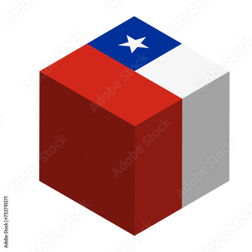 Chile flag - isometric 3D cube isolated on white background. Vector object.