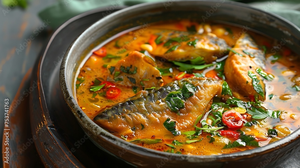 banga soup with fish or meat and palm nut extract