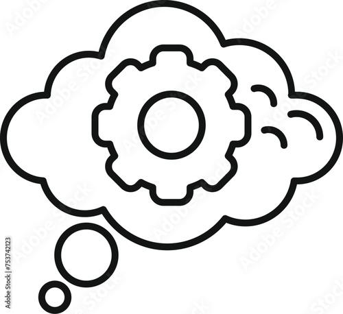 Gear storm thinking icon outline vector. Evidence reason solution. Positive focus