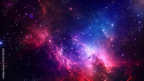 Stars dust and gas nebula in a far galaxy photo