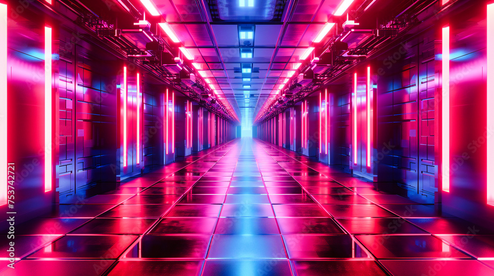 Digital Server Room in Technology Center, Networking and Data Storage, Futuristic Connectivity Digital Server Room in Technology Center, Networking and Data Storage, Futuristic Connectivity